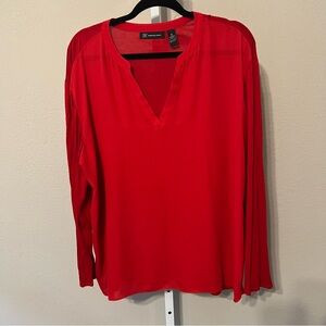 INC International Concepts Vibrant Red Long Sleeve Blouse